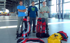 Members of the African expedition to the Ruzyne airport - from left Lada, Martin and Paul.