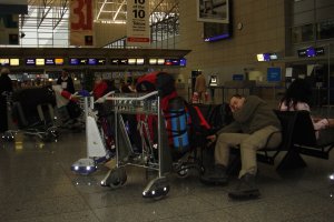 Long waiting at the Frankfurt airport, Germany, 11. 1. 2006