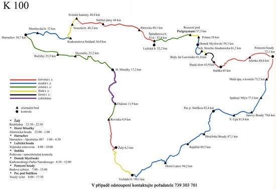 Orientační mapka závodu K100