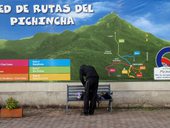 Výstup na sopku Pichincha z konečné stanice lanovky Cruz Loma, Quito, Ekvádor