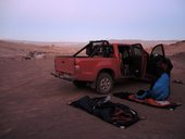 Noc strávená u západní brány do Valle de la Luna, Chile