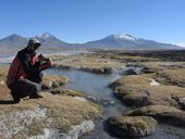 Arintika (5585m) a Pukintika (5740m), Salar de Surire a Martin v akci s kamerou, Chile