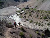 Přístup pod Aconcagua údolími Vacas a Relinchos, Argentina