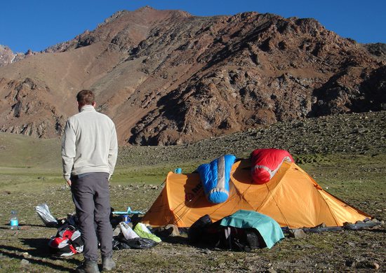 Ranní pohodička v kempu Veguitas (3150m), Cordón del Plata, 11.ledna 2008