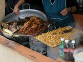 Pouliční příprava čerstvého jídla, Baños, Ekvádor