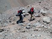 Přístup pod Aconcagua údolími Vacas a Relinchos, Argentina