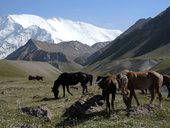 Sestup do základního tábora Ačik-Taš pod Pikem Lenina (7134m), Pamír, Kyrgyzstán