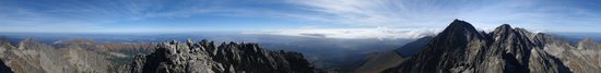 360° panorama z vrcholu Kežmarského štítu (2556m), Vysoké Tatry, Slovensko