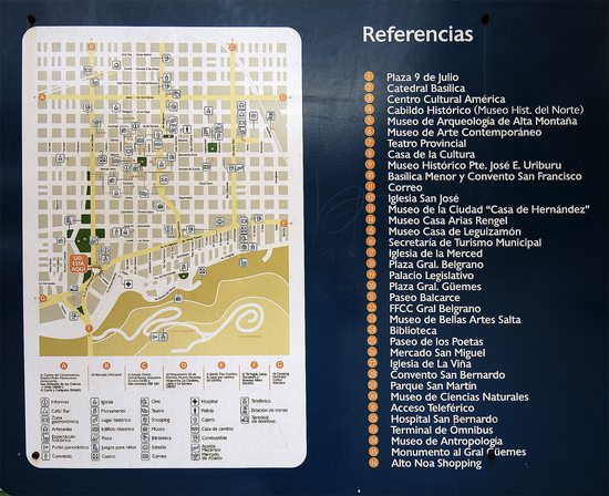 Orientační mapka města Salta, Argentina