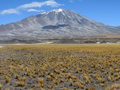 Mohutný Cerro de Incahuasi (6621m) a napravo vedle něj vykukuje vzdálenější El Muerto (6488m), Argentina