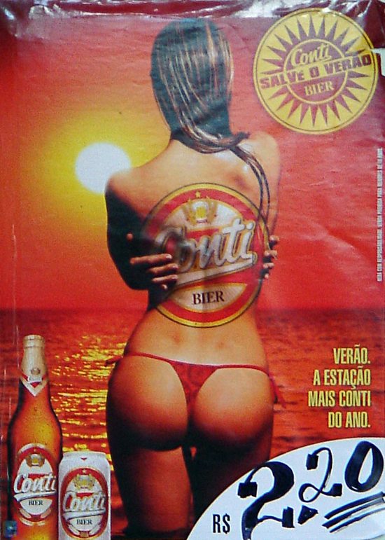 Reklama na pivo Conti, Foz do Iguaçu, Brazílie, 6. února 2008.