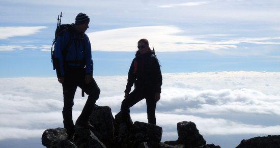 Jirka a Johanka na vrcholu Malého Kežmarského štítu (2513m), Vysoké Tatry, Slovensko
