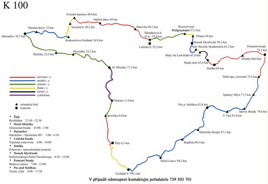 Orientační mapka závodu K100