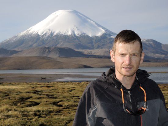 Jirka na výhlídce pod Parinacotou u jezera Chungará (4517m), Lauca, Chile