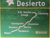 V Huaře, po krátké jízdě po Ruta 5 (panamericana), odbočujeme na silnici č. 15 vedoucí k bolivijským hranicím a zasněženým vulkánům, Chile