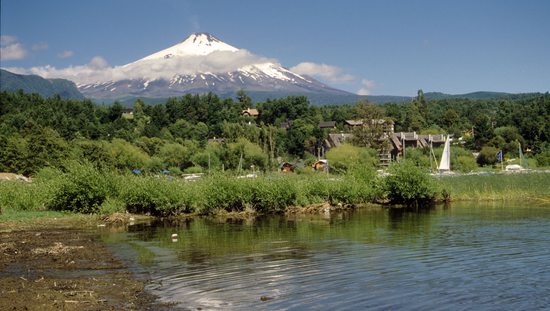 Aktivní chilská sopka Villarrica, Chile