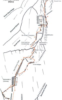 TOPO: Normal Route (normální výstupová linie) na Nelion