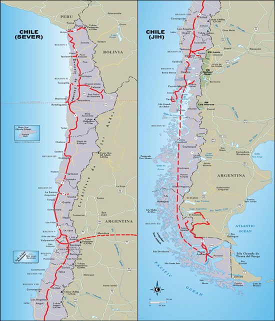 Trasa expedice CHILE 2003 (mapka)