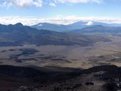 Pohled na kotlinu Limpiopungo, NP Cotopaxi, Ekvádor