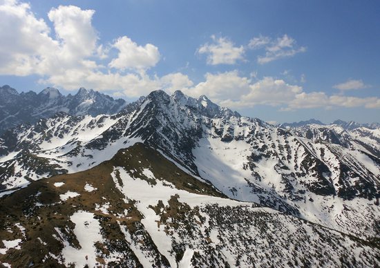 Tatry ze Širokého sedla, Vysoké Tatry, Slovensko.