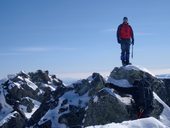 Zimní výstup na severozápadní vrchol Vysoké (2547m) centrálním žlabem, Vysoké Tatry, Slovensko