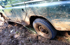 Bogged down by a jeep on the first day on Chogoria route.