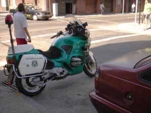 Police motorbike (Carabineros de Chile) in the street of Santiago, Chile, 25. 1. . 2006