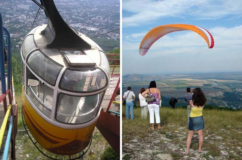 Mašuk (994m) - pohodová jízda lanovkou a tandemové létání na paraglidu, Rusko, 25. července 2009.