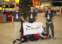 Vláďa, Martin and Aleš shortly before departing for expedition at the Ruzyně Airport in Prague.