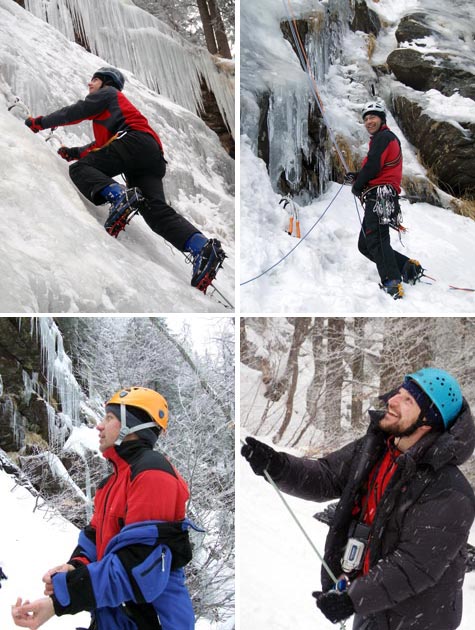 Robert, Martin, Láďa a Vláďa na ledopádech na Velkém Javoru, Grosser Arber, 31.1.2009.