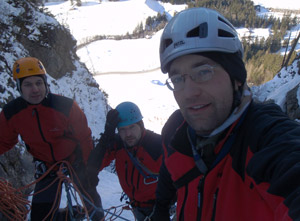 Celá naše trojka v ledopádu Gsallbach (zleva - Láďa, Vláďa a Martin).