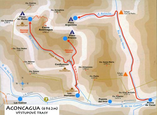 Aconcagua (6962m) - výstupové trasy