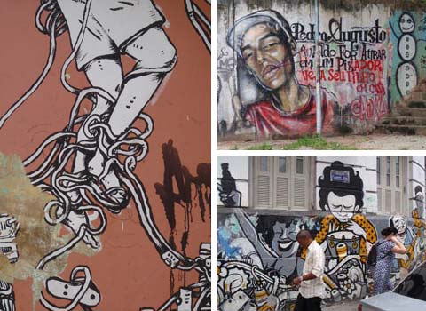 Graffitti ve čtvrti Santa Teresa, Rio de Janeiro, Brazílie.